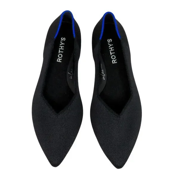 Rothy's The Point II Black Flats Pointed Toe In Love Insole Ballet Flats 6.5 - Picture 3 of 13